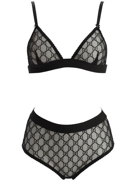 gucci longerie|Black GG Tulle Lingerie Set .